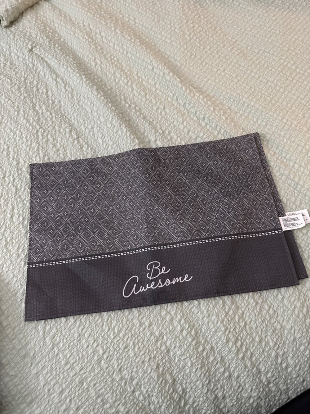 Be Awesome Decorative Kitchen Placemats - Charcoal and White